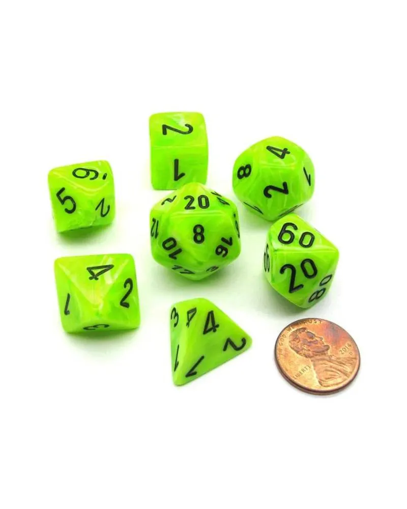 Kockice Chessex - Vortex - Polyhedral - Bright Green & Black (7) 