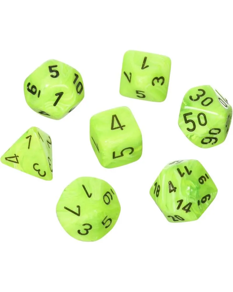 Kockice Chessex - Vortex - Polyhedral - Bright Green & Black (7) 