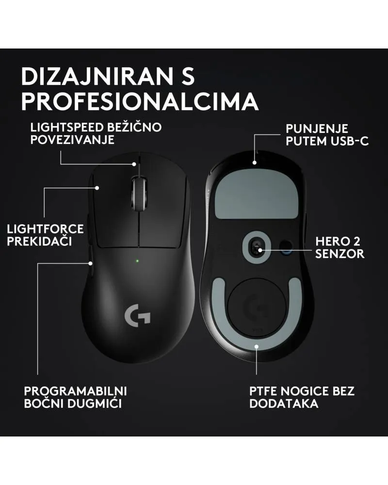 Miš Logitech G PRO X Superlight Wireless v2 DEX - Black 