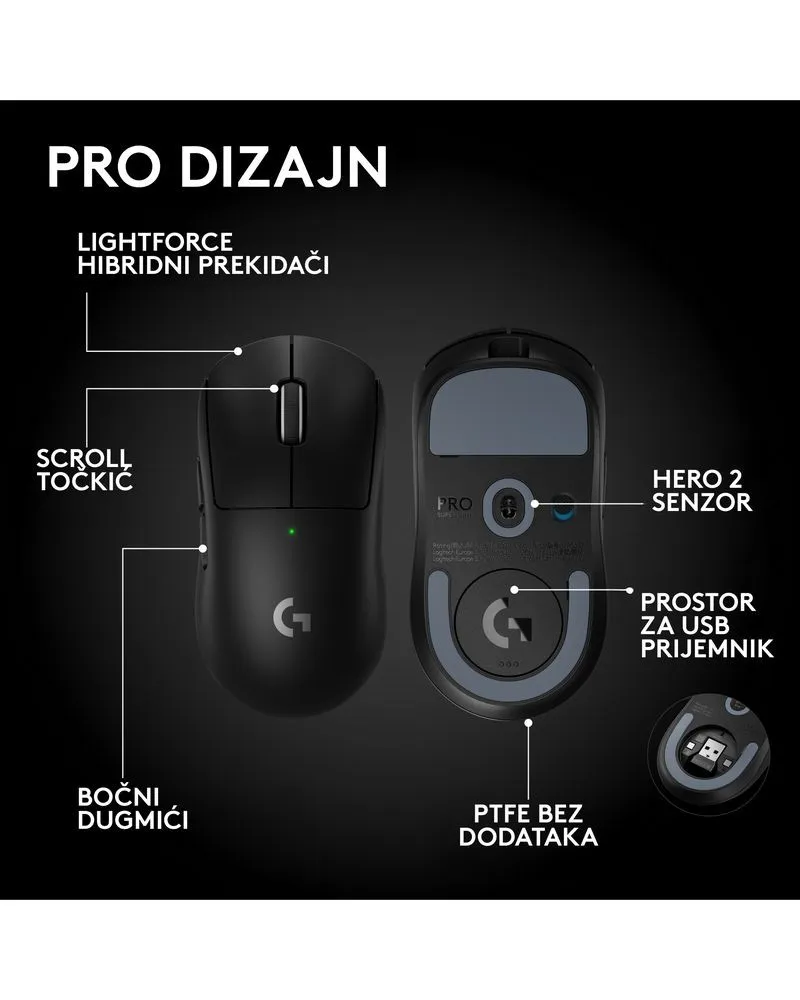 Miš Logitech G PRO X Superlight Wireless v2 SE - Black 