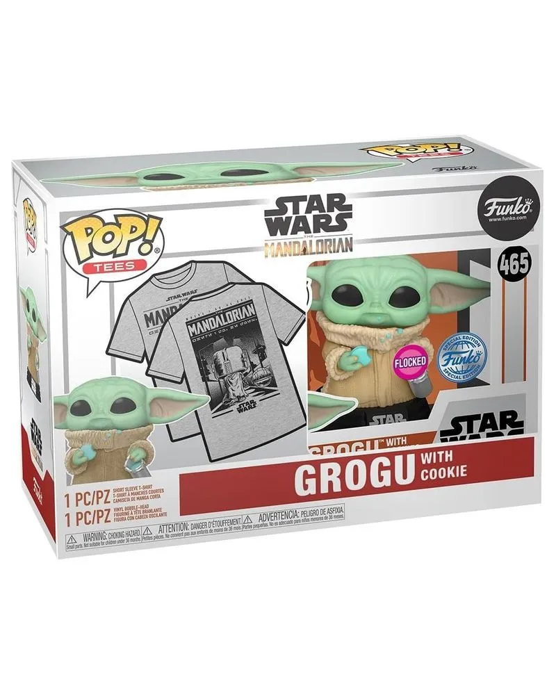 Set Bobble Figure Star Wars POP! & Tee - Grogu With Cookie - L 