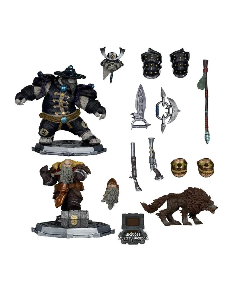 Statue World of Warcraft - 2 Pack - Dwarf Hunter - Beast Master And Pandaren - Gold Label 