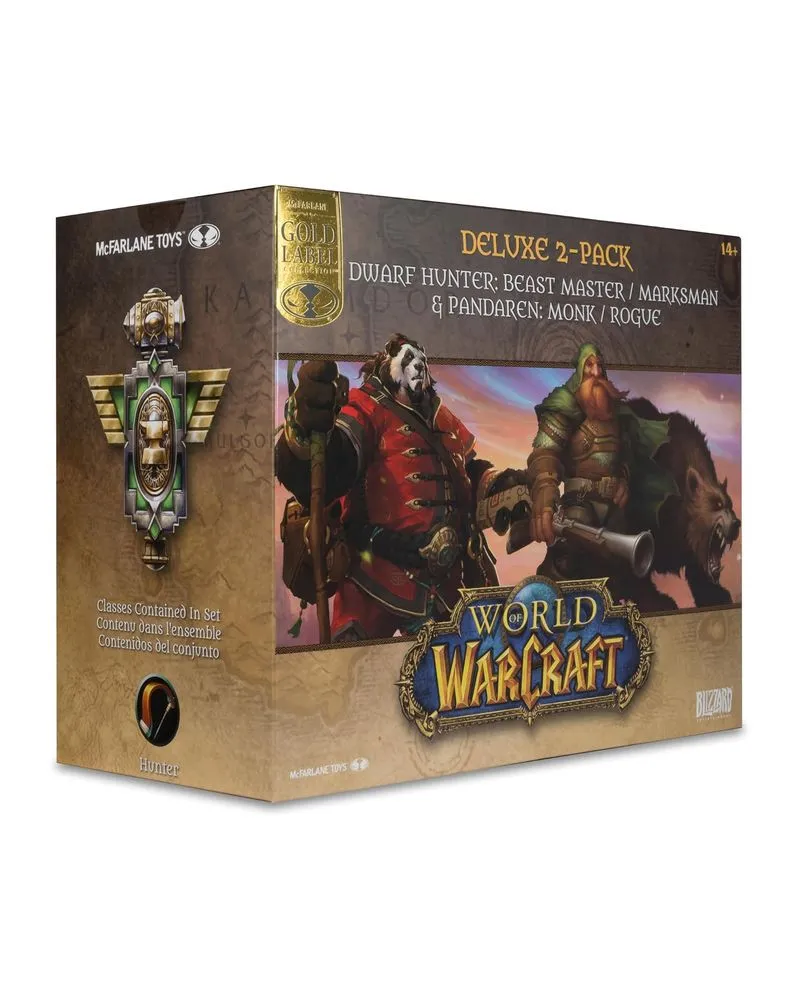 Statue World of Warcraft - 2 Pack - Dwarf Hunter - Beast Master And Pandaren - Gold Label 