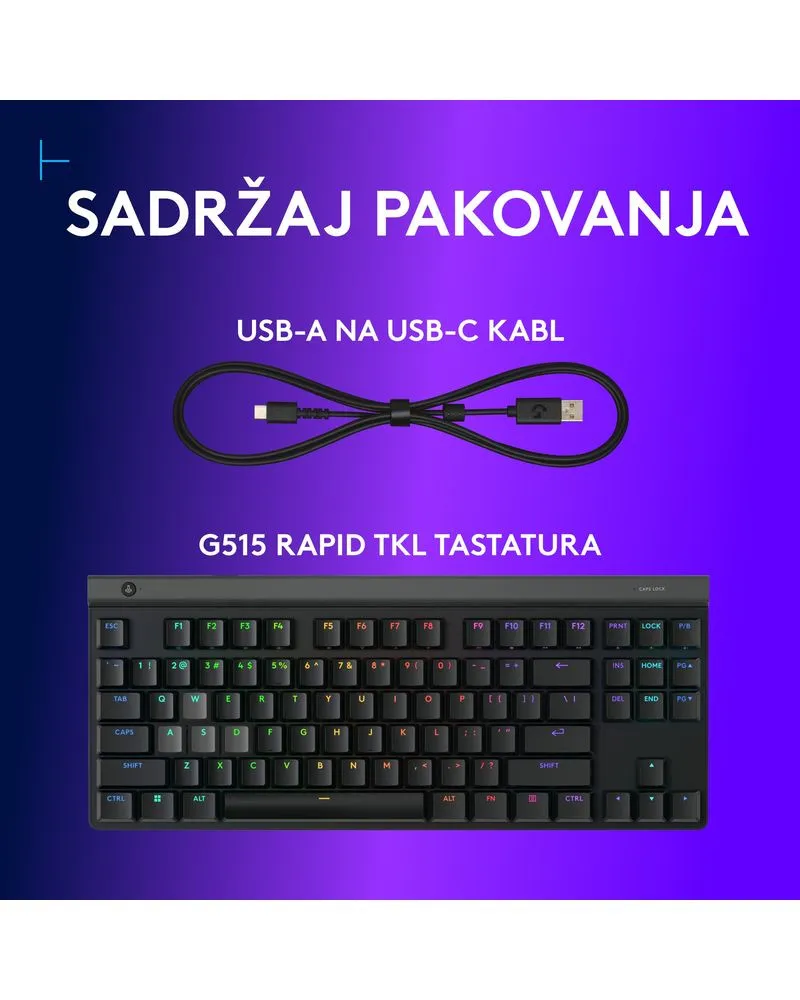 Tastatura Logitech G515 Rapid TKL Black 