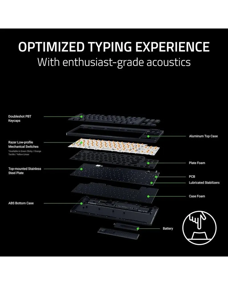 Tastatura Razer BlackWidow V4 Low-profile HyperSpeed - Wireless (Green Switch) 