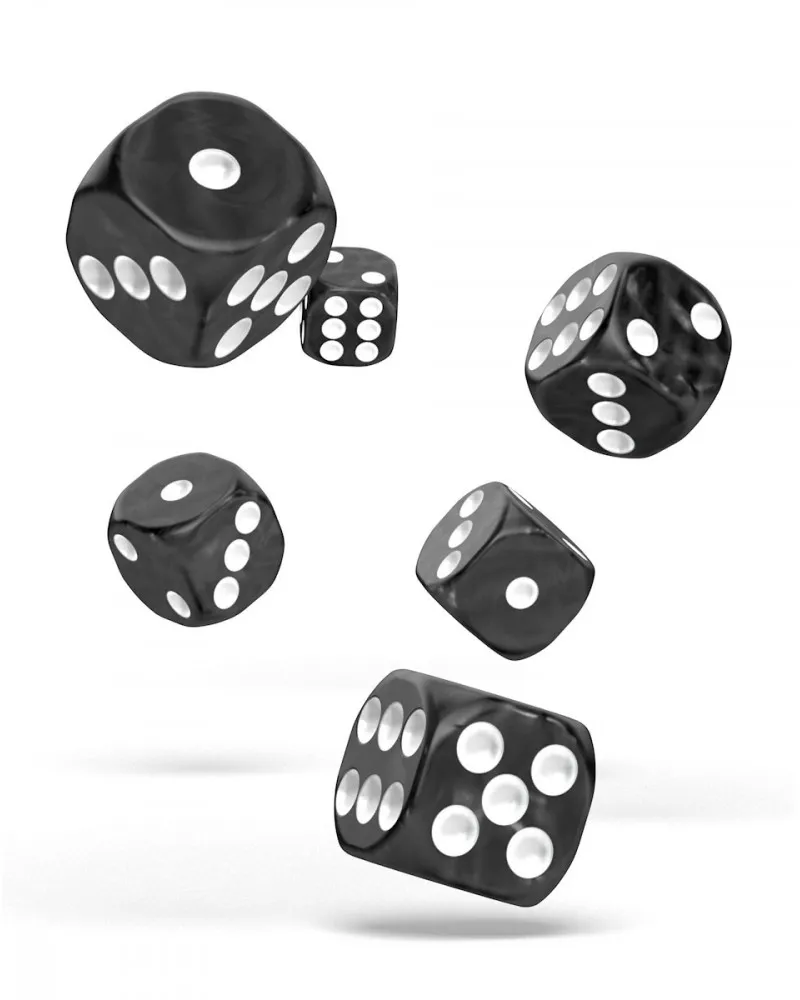 Kockice Oakie Doakie Dice D6 16 mm Marble - Black (12) 