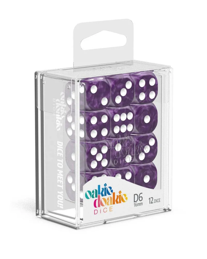 Kockice Oakie Doakie Dice D6 16 mm Marble - Purple (12) 