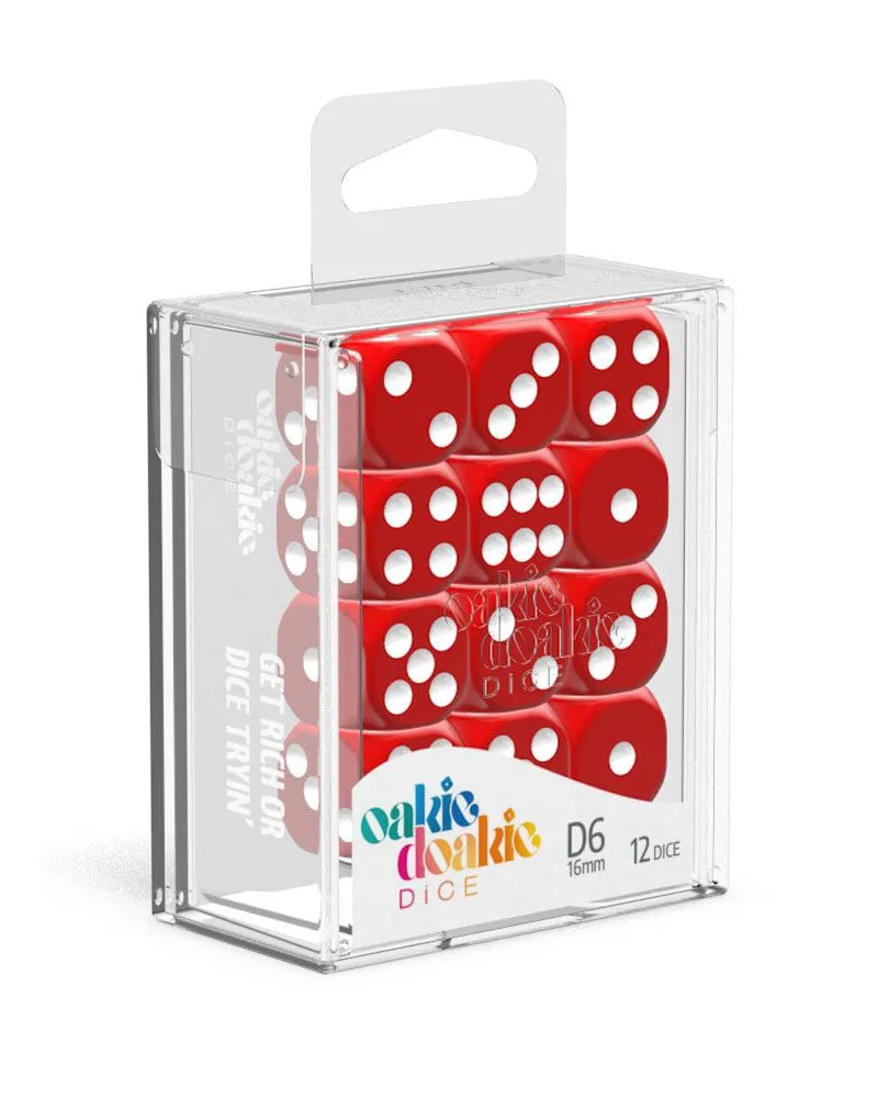 Kockice Oakie Doakie Dice D6 16 mm Solid - Red (12) 