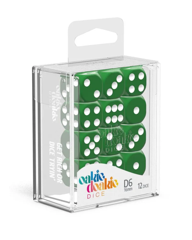 Kockice Oakie Doakie Dice D6 16 mm Solid - Green (12) 