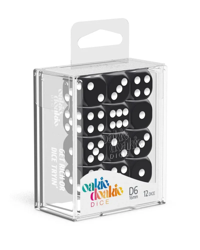 Kockice Oakie Doakie Dice D6 16 mm Solid - Black (12) 