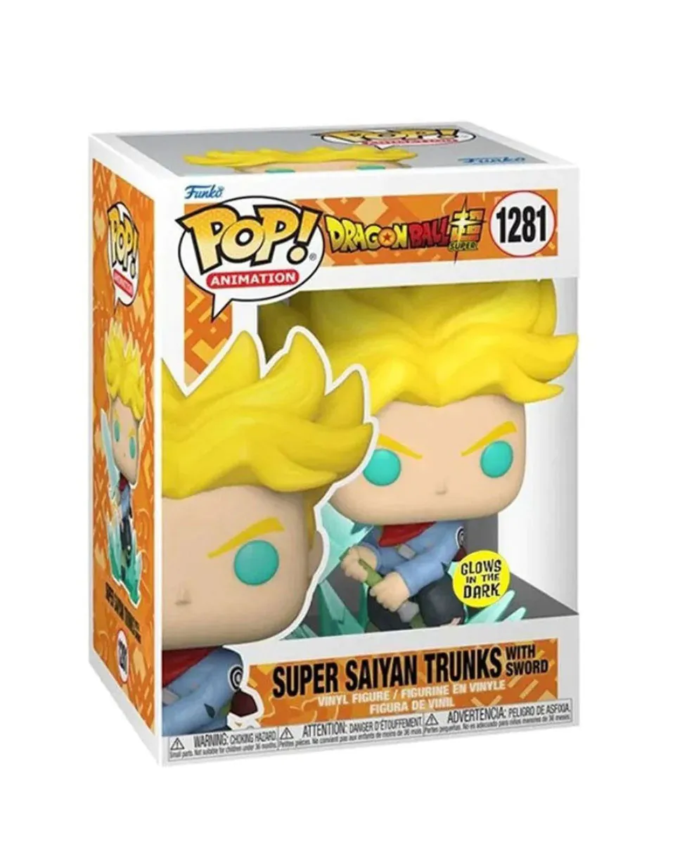 Bobble Figure Anime - Dragon Ball Super POP! - Super Saiyan Trunks with Sword - Glows in the Dark 
