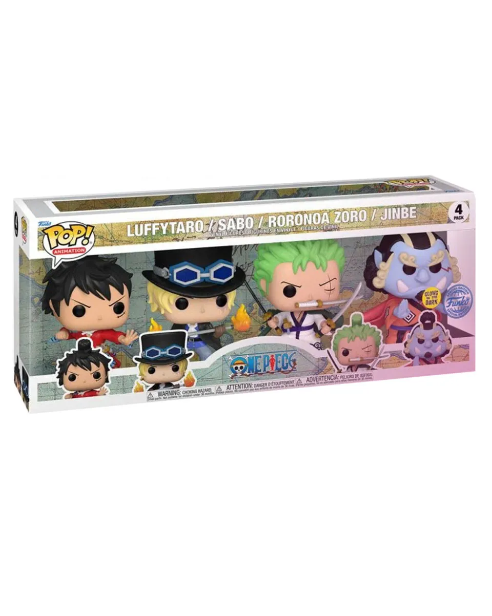 Bobble Figure Anime - One Piece POP! 4-Pack - Luffytaro / Sabo / Roronoa Zoro / Jimbei - Gamestop Exclusive 