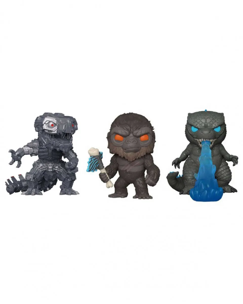 Bobble Figure Godzilla vs Kong POP! 3-Pack - Godzilla / Mechagodzilla / Kong - Special Edition 