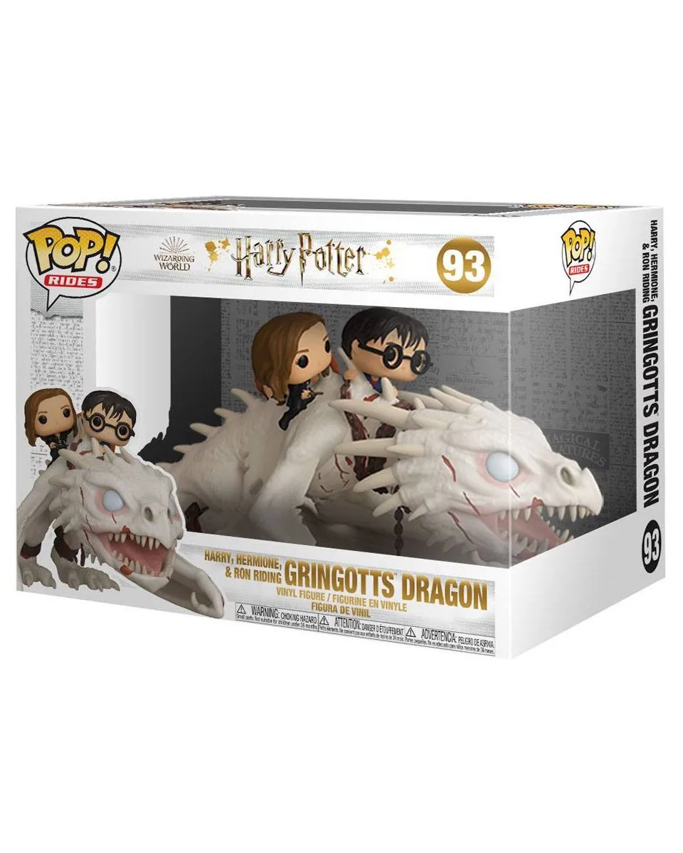 Bobble Figure Harry Potter POP! - Harry, Ron & Hermione Riding Gringotts Dragon 