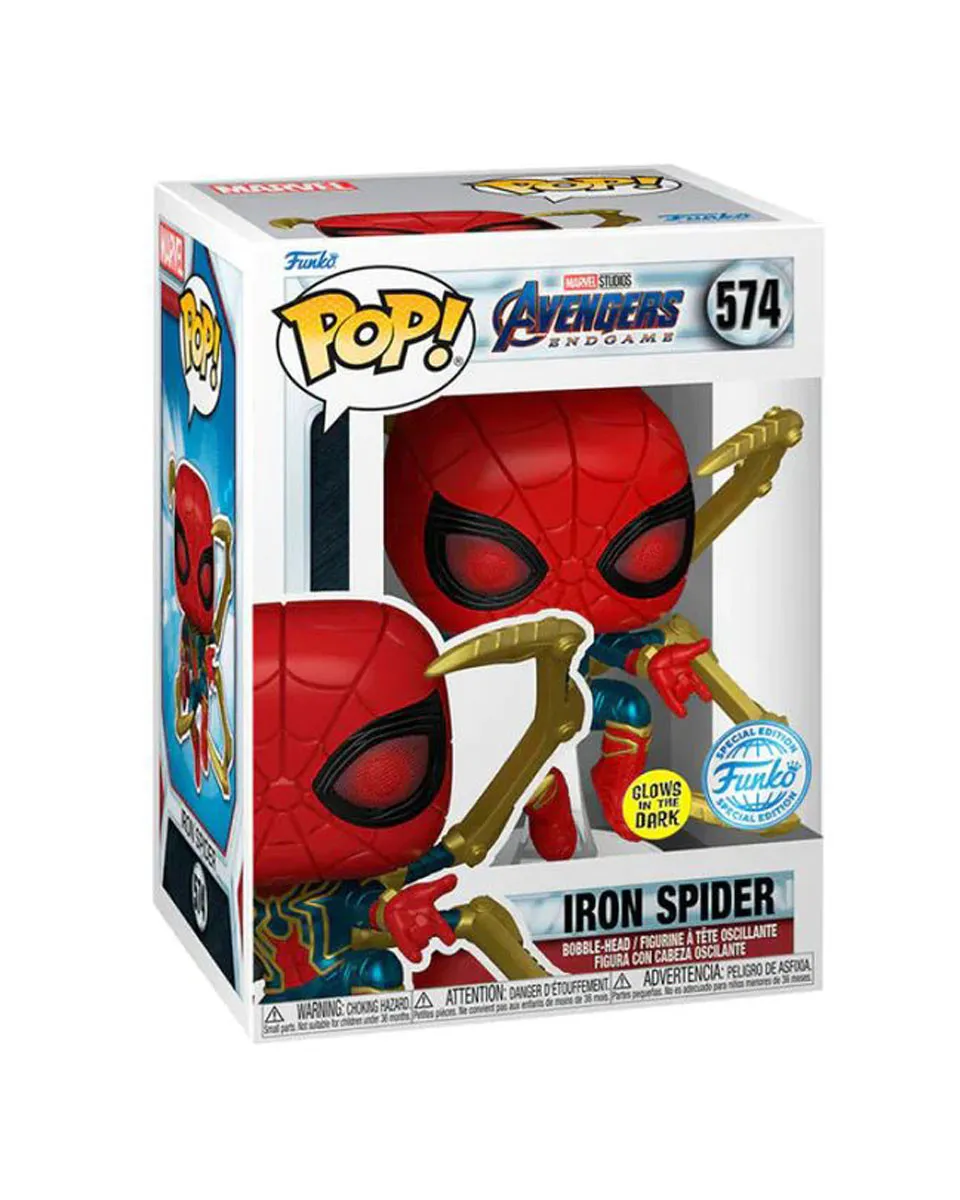 Bobble Figure Marvel - Avengers Endgame POP! - Iron Spider (with Gauntlet) - Glows in the Dark 