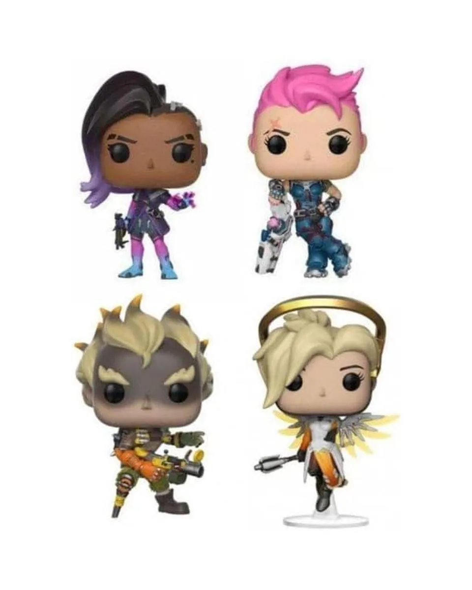 Bobble Figure Games - Overwatch POP! 4-Pack - Sombra / Zarya /Junkrat /Mercy (Glow) 