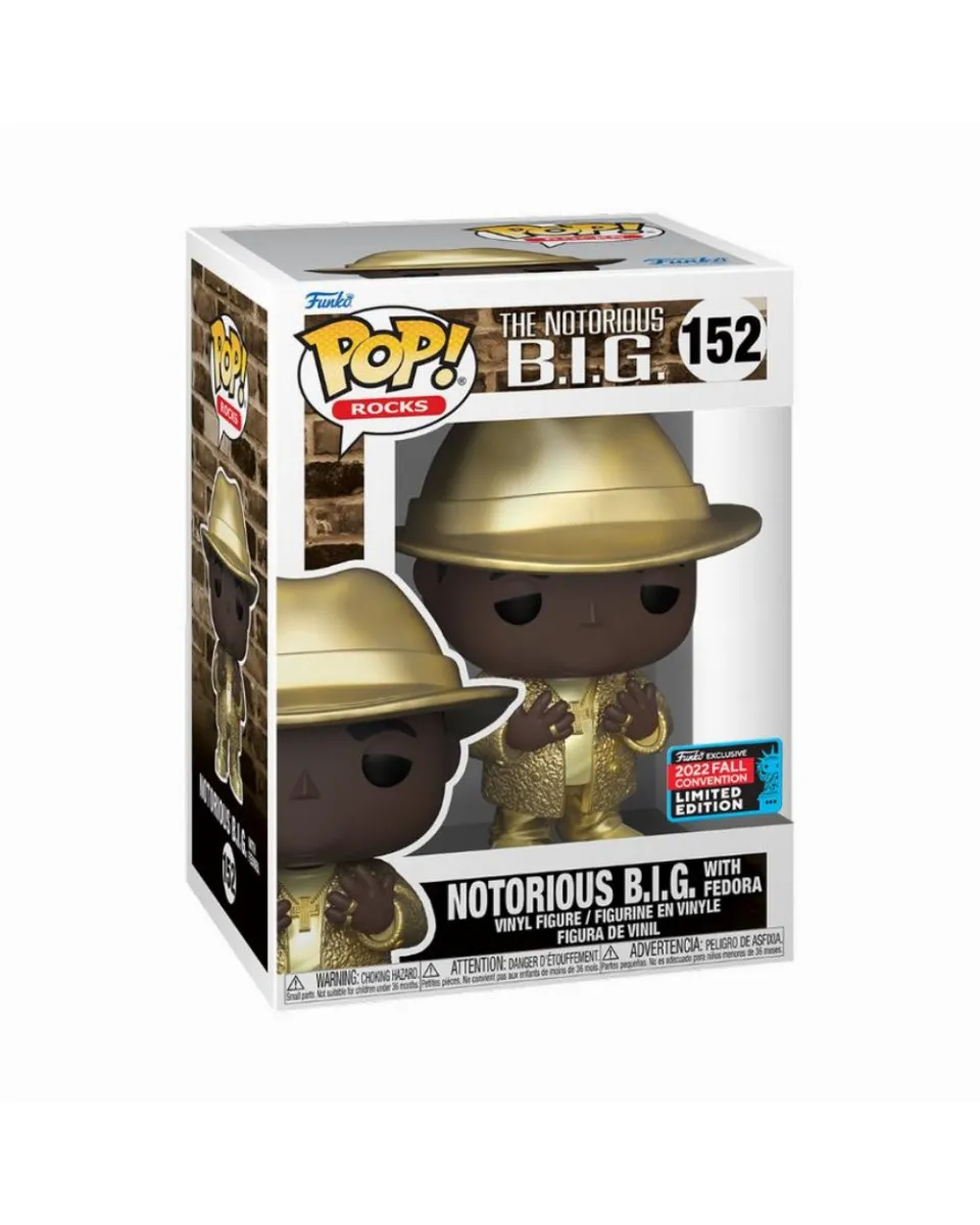 Bobble Figure Rocks POP! - The Notorious B.I.G. with Fedora (Gold) 