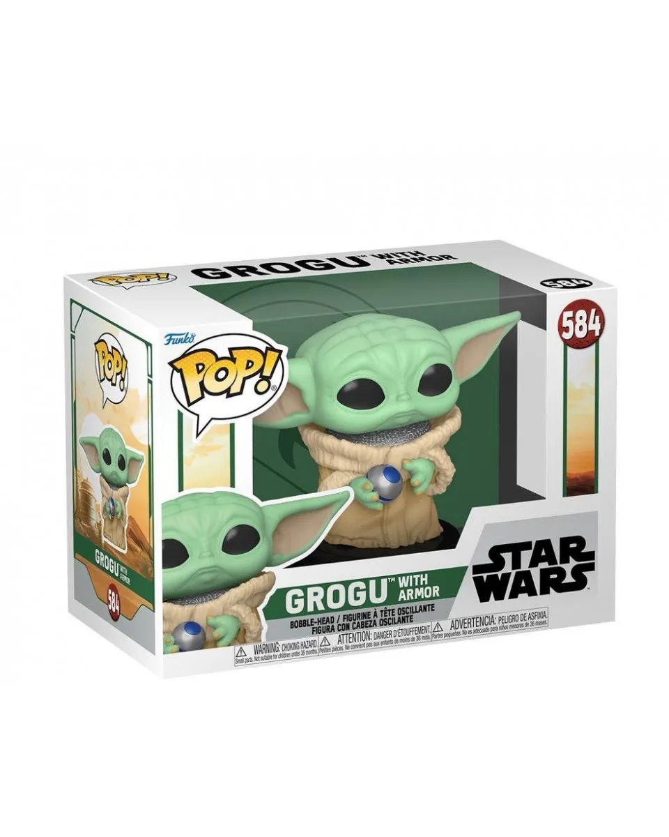 Bobble Figure Star Wars - The Book of Boba Fett POP! - Grogu with Armor 