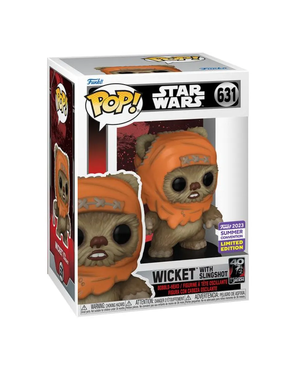 Bobble Figure Star Wars POP! - Wicket with Slingshot - Convention Limited Edition 