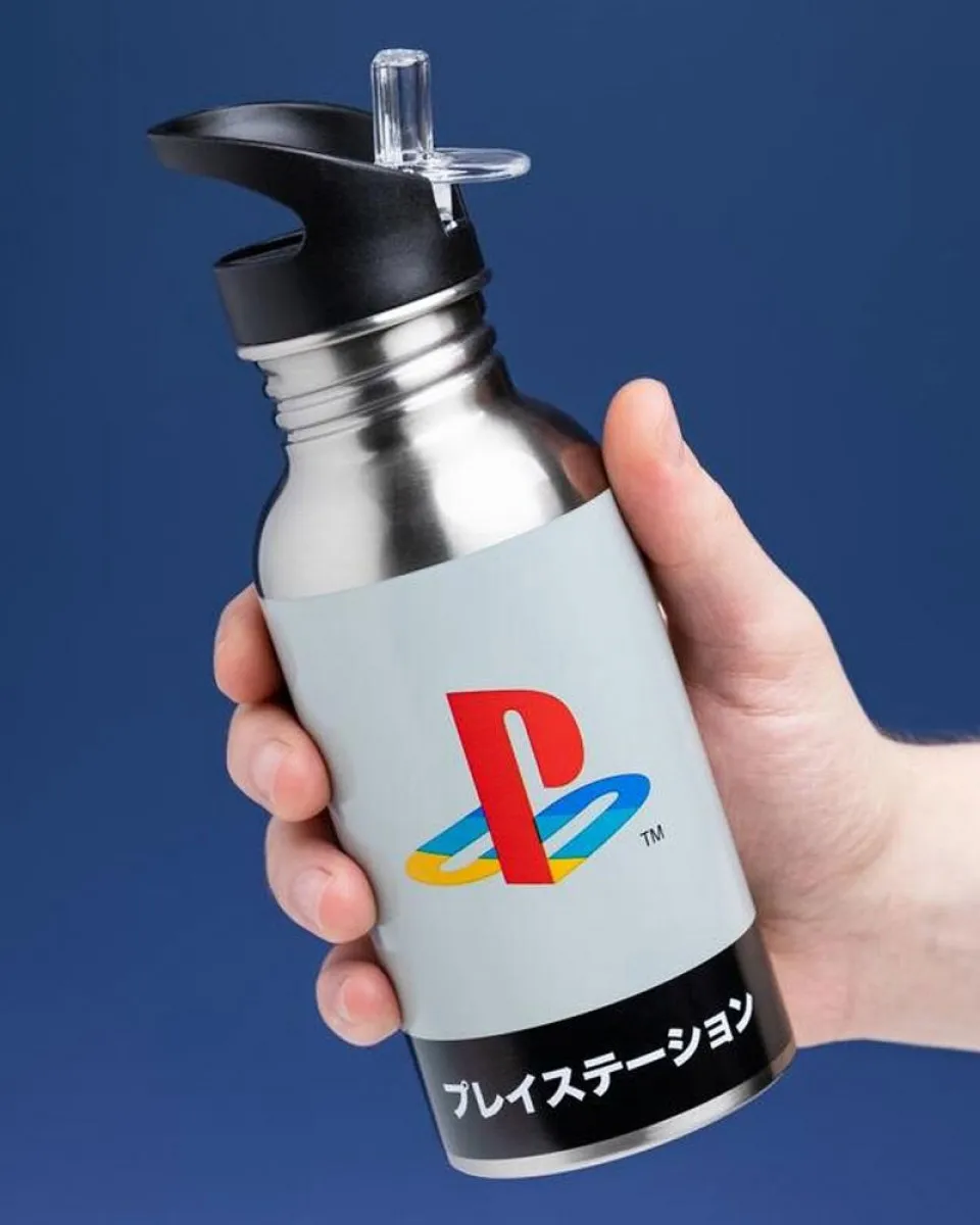 Boca Paladone Playstation Heritage - Metal Water Bottle with Straw 