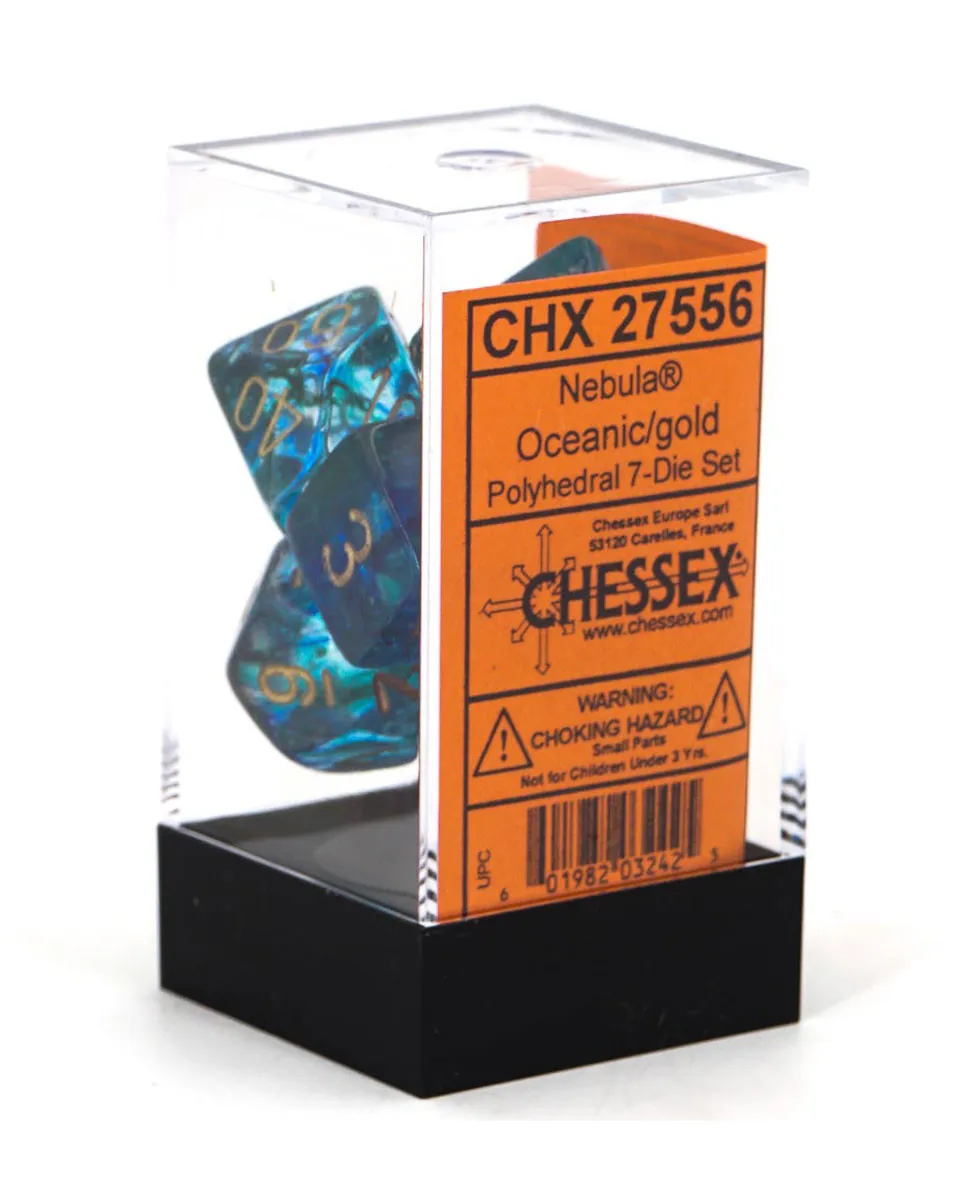 Kockice Chessex - Nebula - Luminary - Oceanic & Gold (7) 