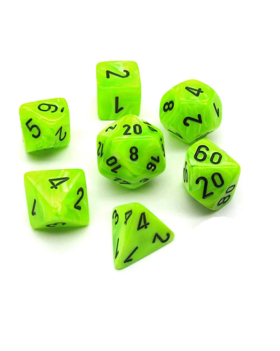 Kockice Chessex - Vortex - Mini Polyhedral - Bright Green & Black (7) 