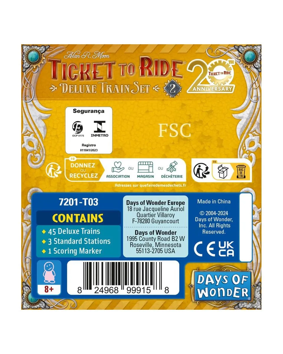 Društvena igra Ticket To Ride Europe - 20th Anniversary Deluxe Train Set - Yelow 