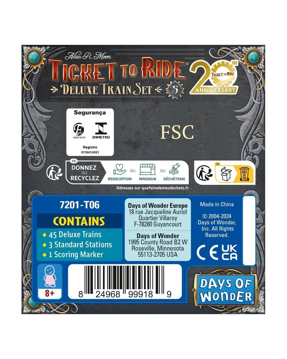 Društvena igra Ticket To Ride Europe - 20th Anniversary Deluxe Train Set - Black 