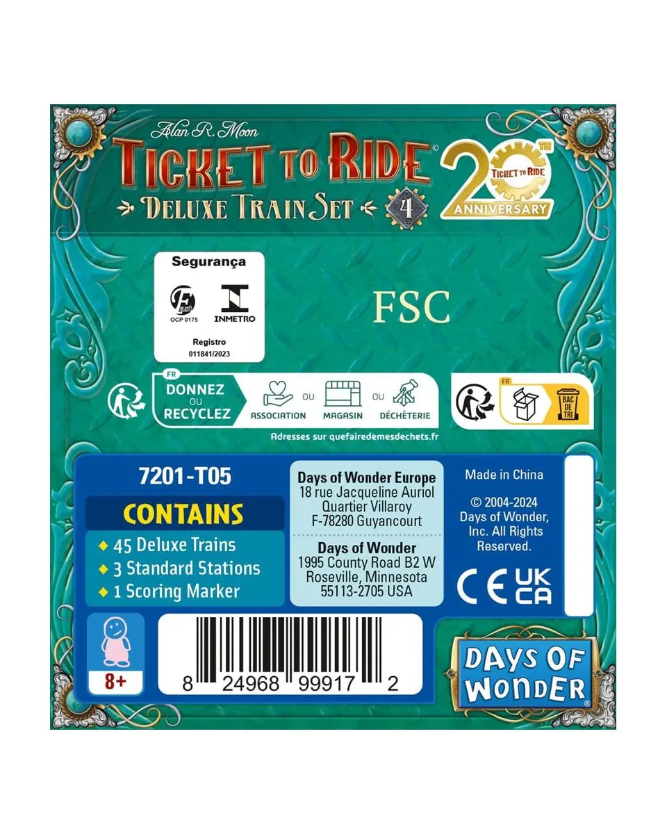 Društvena igra Ticket To Ride Europe - 20th Anniversary Deluxe Train Set - Green 