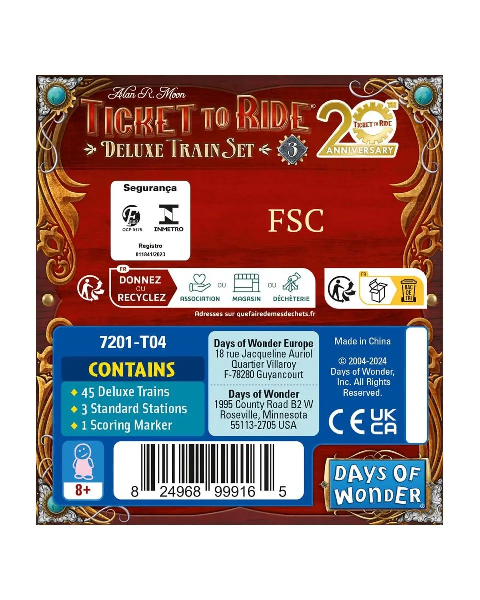 Društvena igra Ticket To Ride Europe - 20th Anniversary Deluxe Train Set - Red 