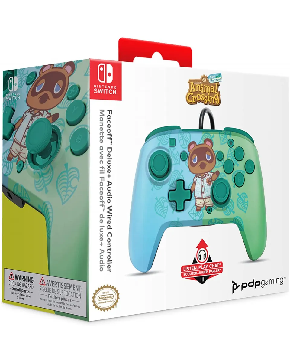 Gamepad PDP Faceoff Deluxe Controller + Audio - Animal Crossing 