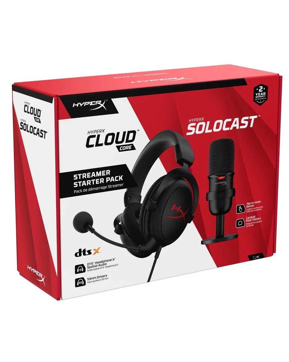 Streamer Starter Pack HyperX - Slušalice Cloud Core + Mikrofon SoloCast 