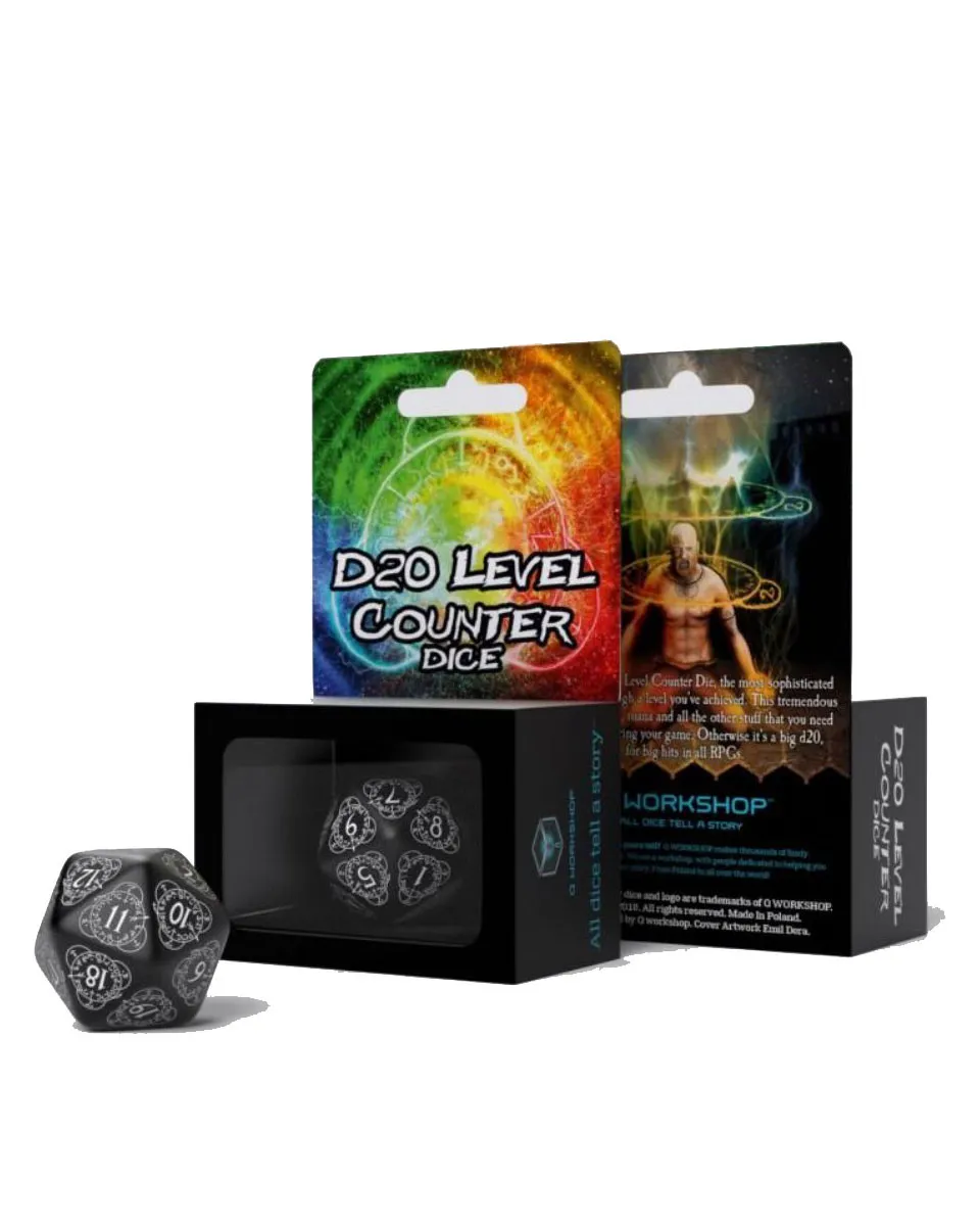 Kockica Q Workshop D20 Black & White Counter dice (1) 