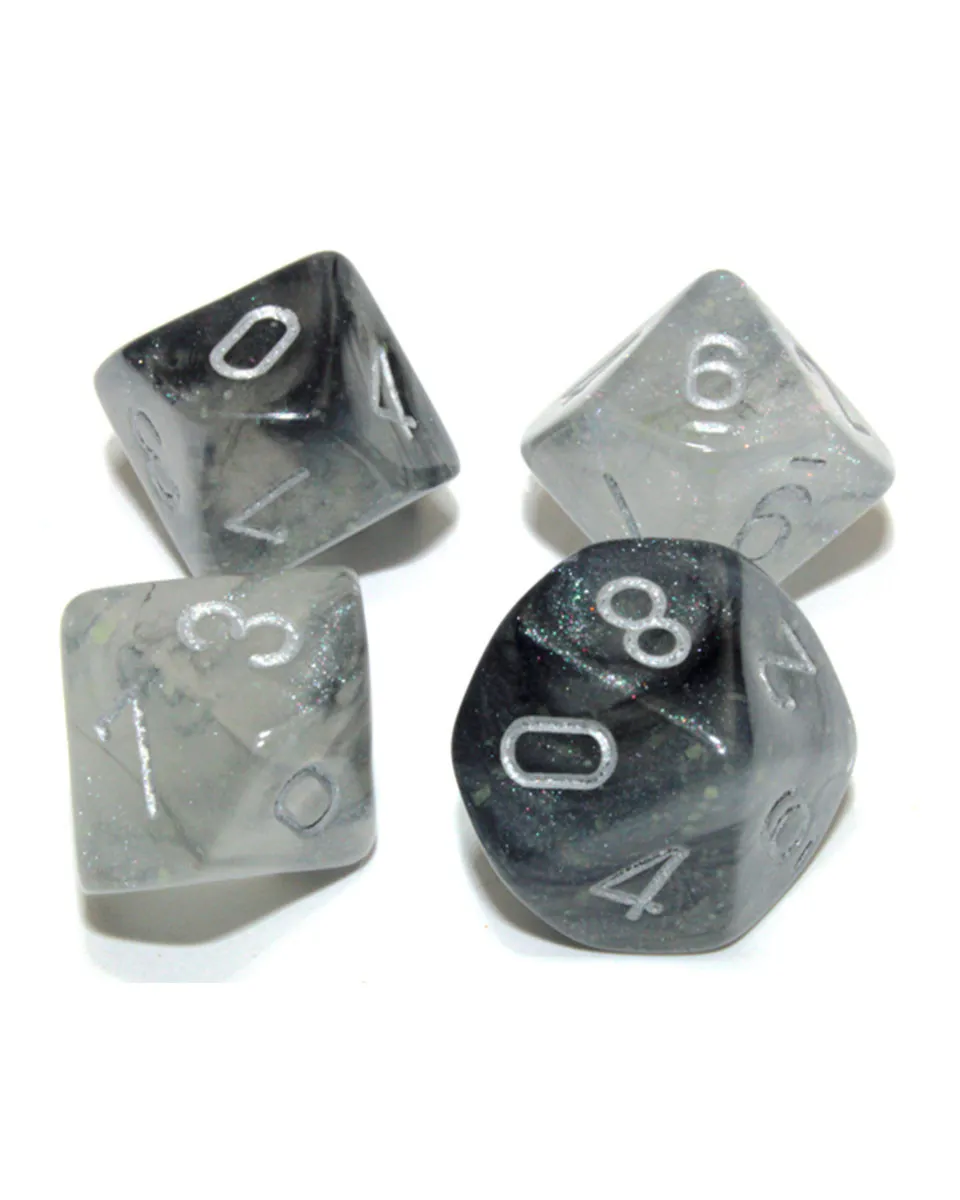 Kockice Chessex - Borealis - Luminary - Light Smoke & Silver - Set of Ten d10's 