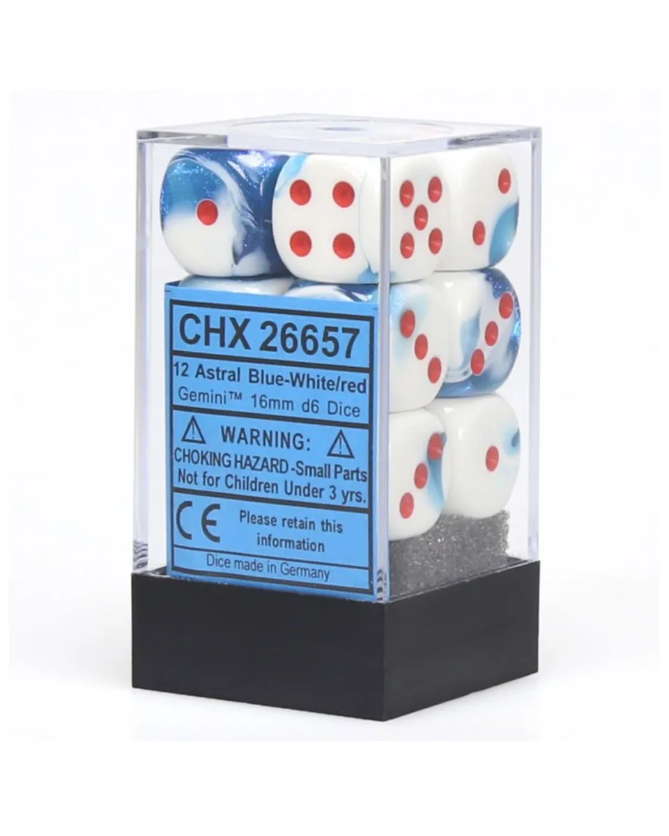 Kockice Chessex - Gemini - Polyhedral - Astral Blue & White - Dice Block 16mm (12) 