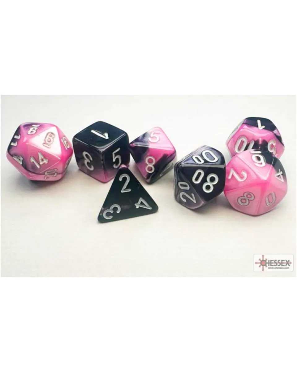 Kockice Chessex - Gemini - Polyhedral Mini - Black-Pink  & White 16mm (7) 