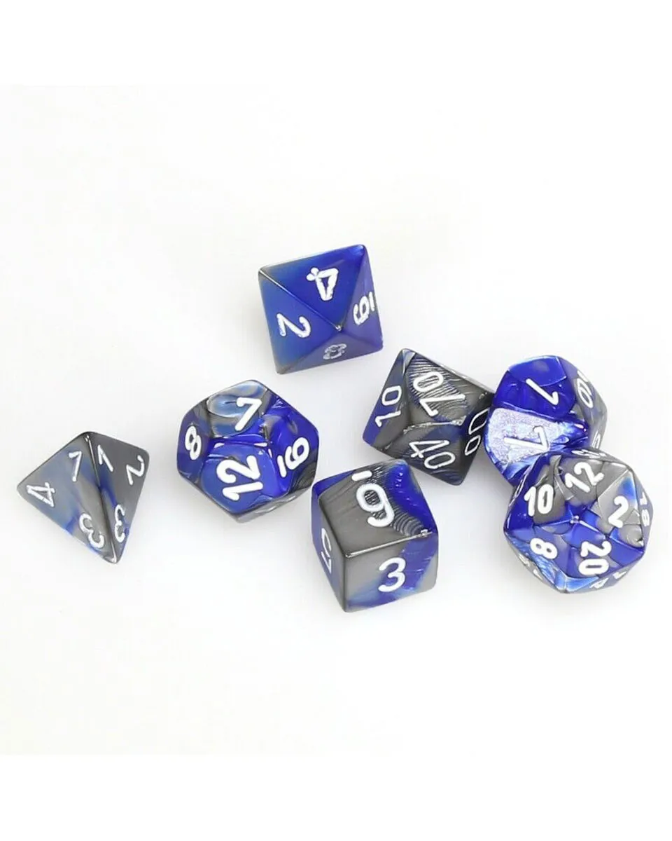 Kockice Chessex - Polyhedral - Gemini - Blue-Steel & White (7) 