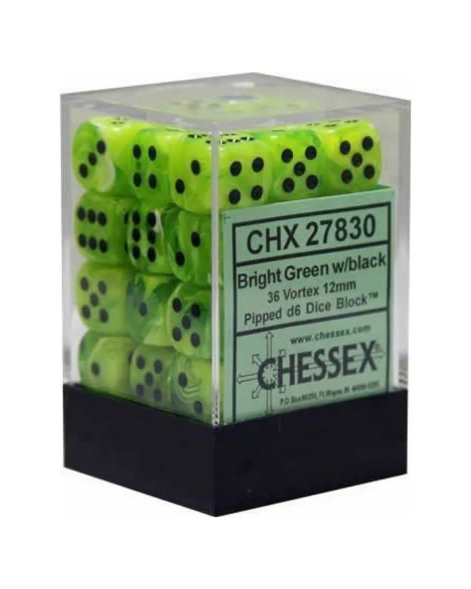 Kockice Chessex - Vortex - Bright Green 12mm (36) 