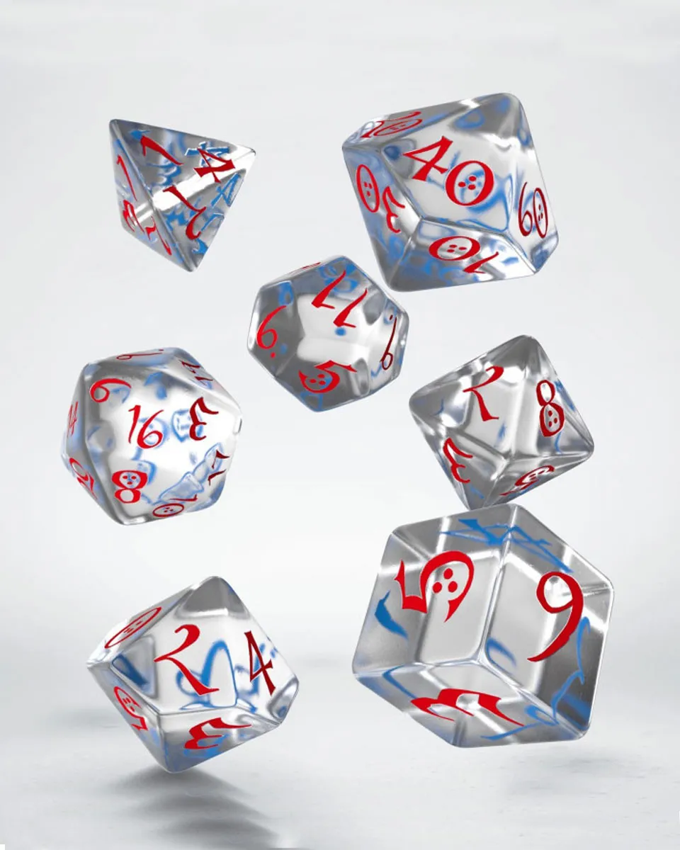 Kockice Q Workshop - Classic RPG Translucent & Blue-Red - Dice Set (7) 