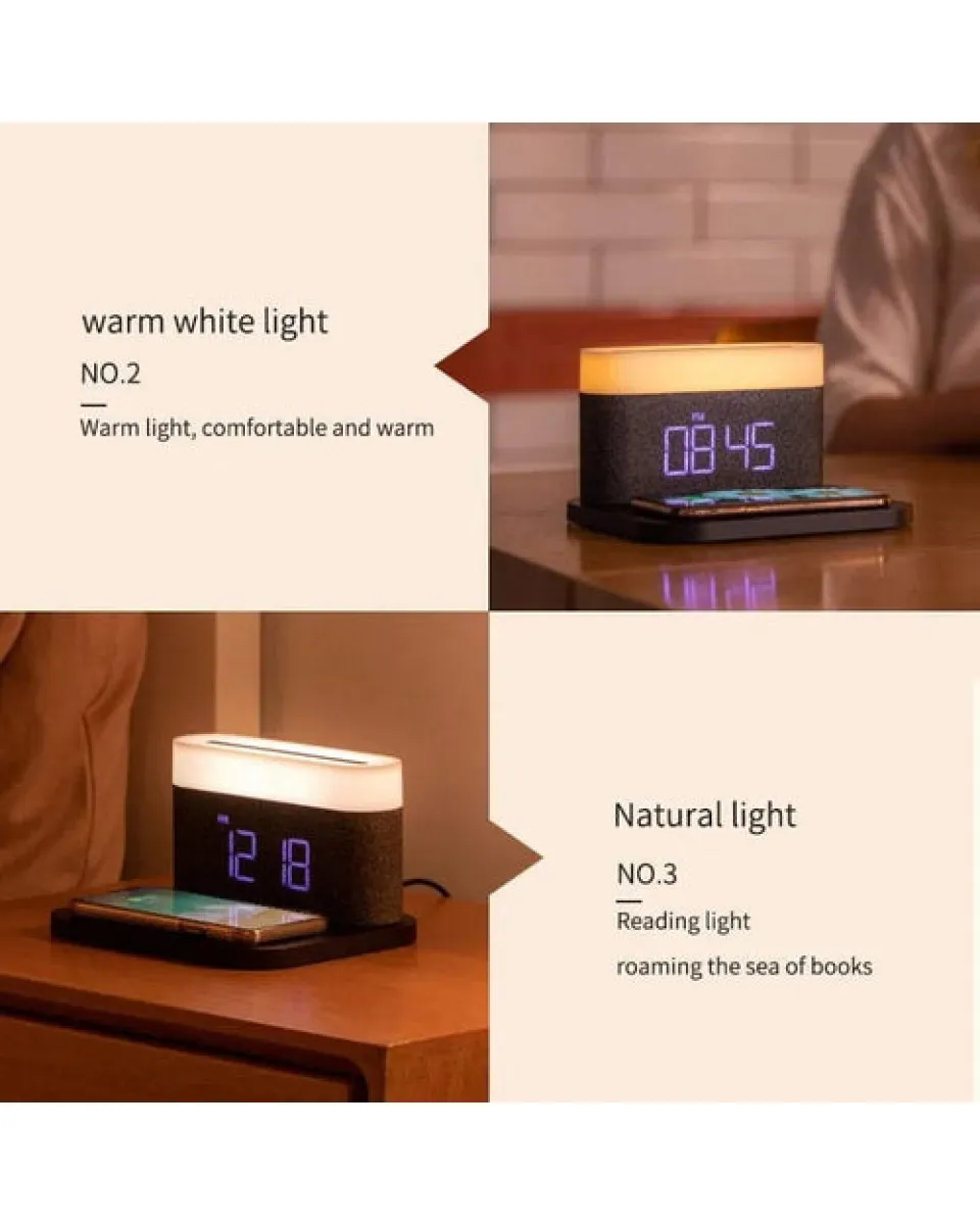 Lampa Moye Aurora with Clock and Wi-Fi Charger 