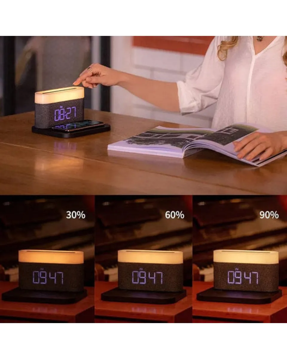 Lampa Moye Aurora with Clock and Wi-Fi Charger 