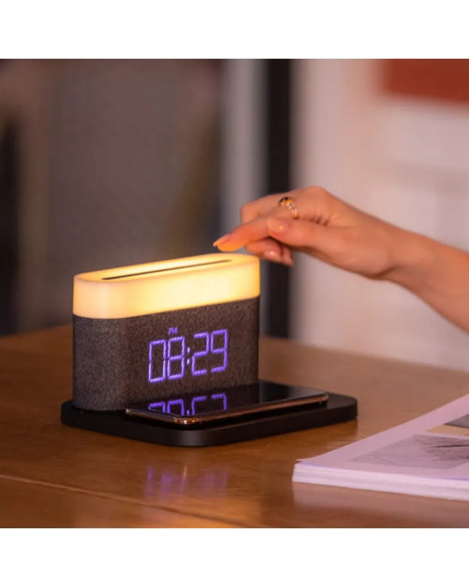 Lampa Moye Aurora with Clock and Wi-Fi Charger 