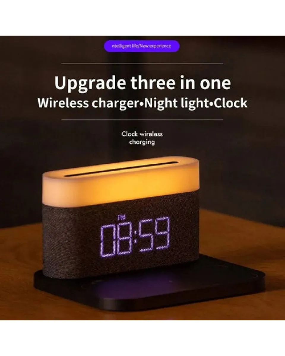 Lampa Moye Aurora with Clock and Wi-Fi Charger 