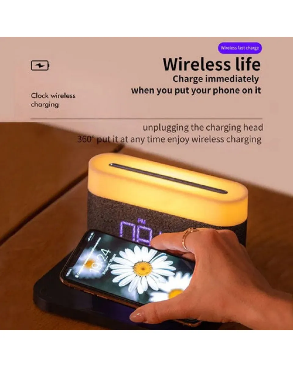 Lampa Moye Aurora with Clock and Wi-Fi Charger 