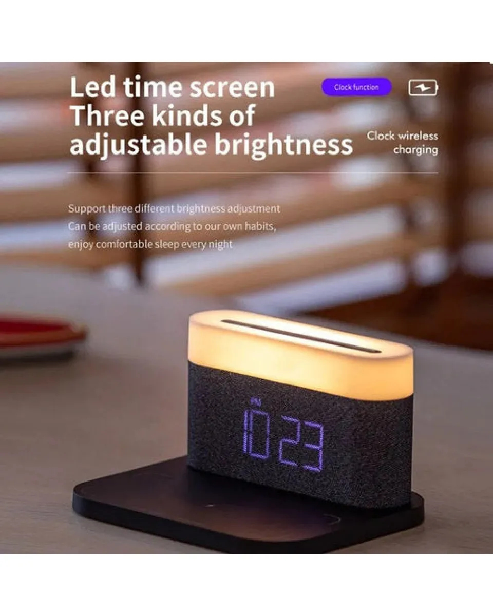 Lampa Moye Aurora with Clock and Wi-Fi Charger 