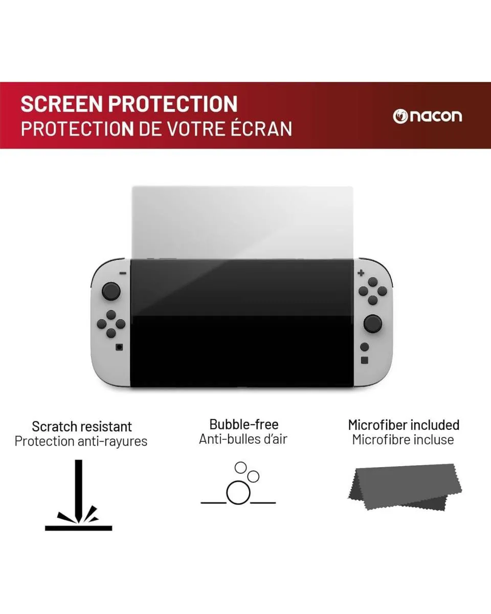 Nacon Switch 2 Starter Pack Red - (Pouch, Screen Protector, Box For 4 Games) 