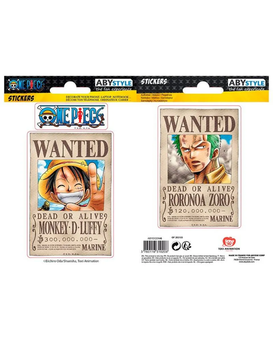 Nalepnice AbyStyle - One Piece - Wanted Monkey D Luffy & Roronoa Zoro 