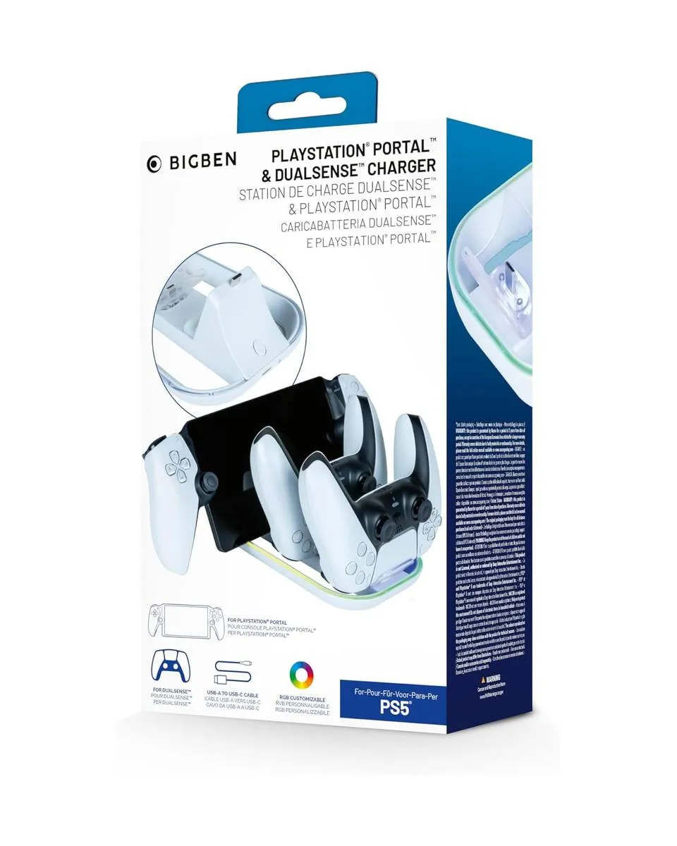 Punjač BigBan za PS5 Portal & DualSense - Triple Charger Station RGB 