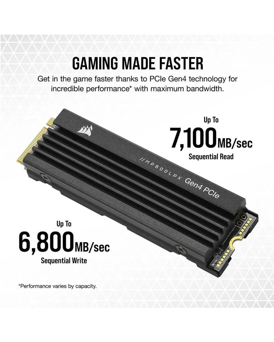 SSD Corsair MP600 Pro LPX 1TB PCIe Gen 4 NVMe M.2 2280 - Black 
