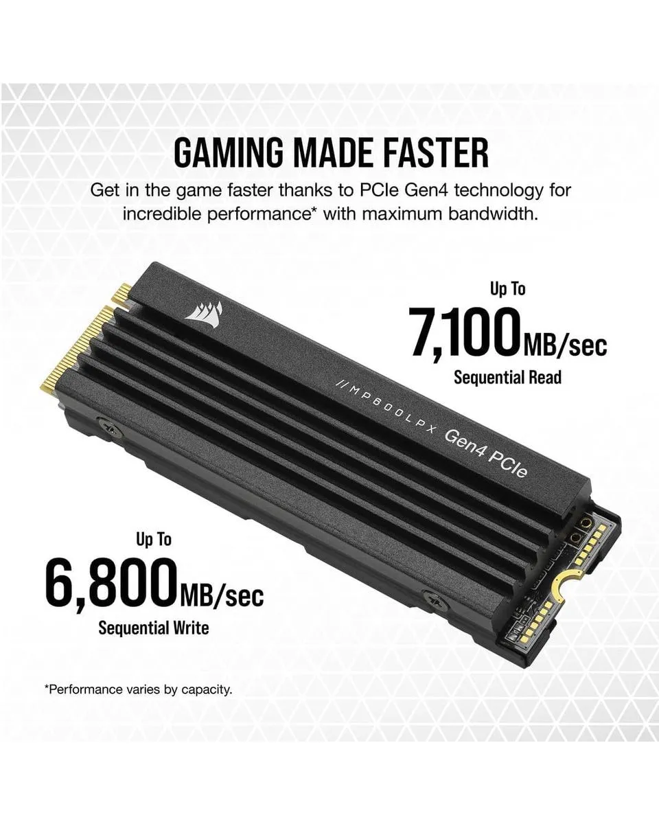 SSD Corsair MP600 Pro LPX 2TB PCIe Gen 4 NVMe M.2 2280 - Black 